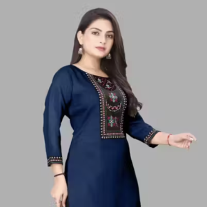 Primium Collection of Cotton Blend Lace Border Aline Kurtii
