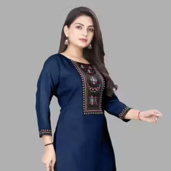 Primium Collection of Cotton Blend Lace Border Aline Kurtii