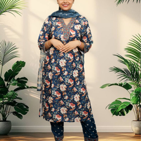 Navy blue printed Salwar suit