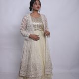 Indo-Western Gown Set with Long Shrug